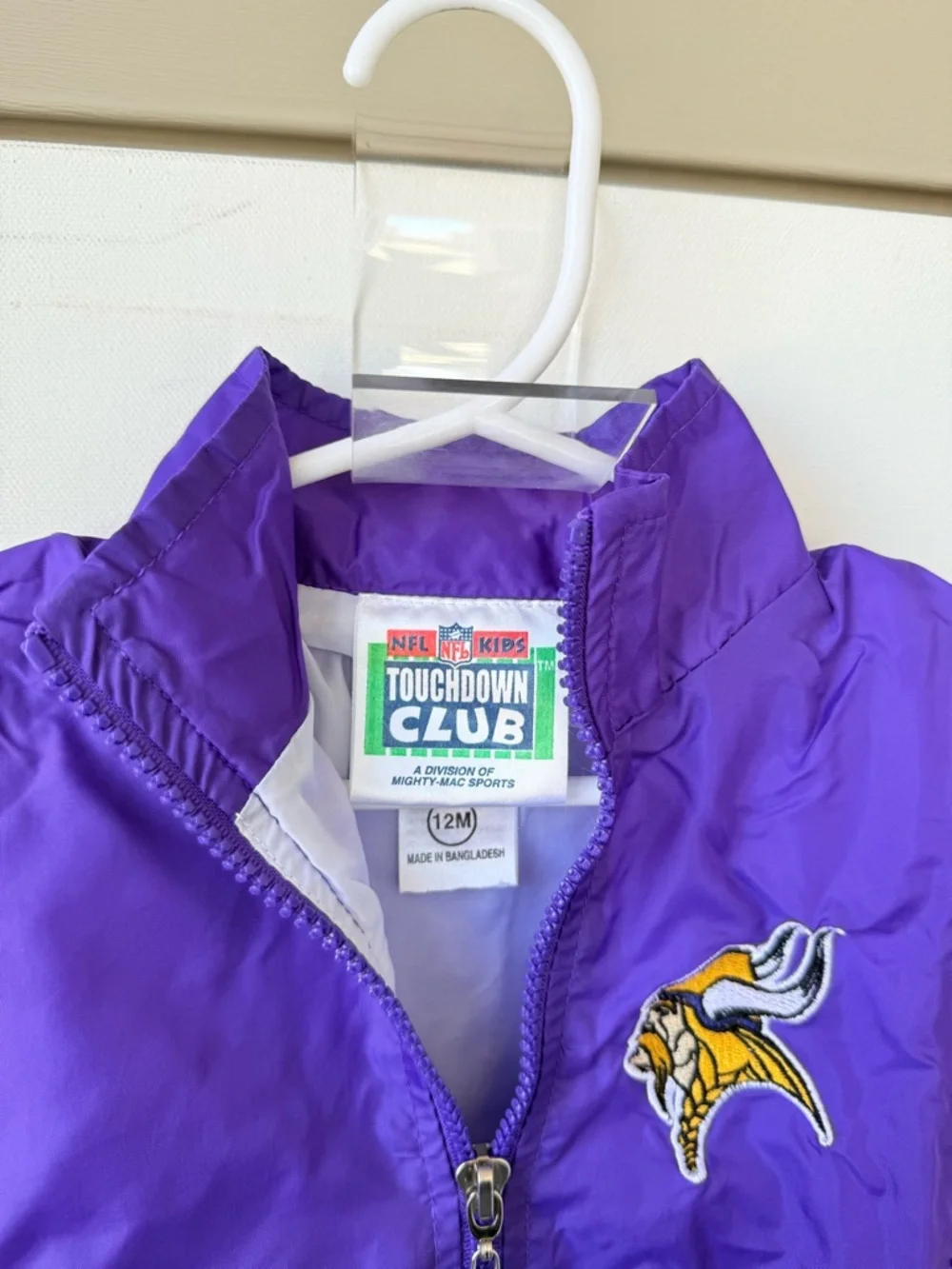 Vintage NFL Kids Touchdown Club Zip Up Minnesota Vikings Jacket size 12M